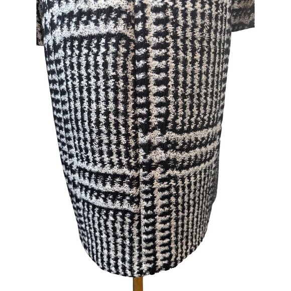 Zara Black & White Medium Textured Houndstooth Dress Bell Sleeve - Picture 12 of 16